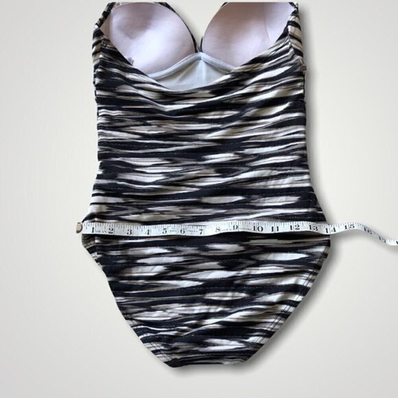 COCO reef one piece swimsuit halter tie metal swirls shirred side spacedye NWT - Picture 10 of 11
